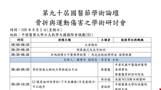 第九十屆國醫節學術論壇骨折與運動傷害之學術研討會